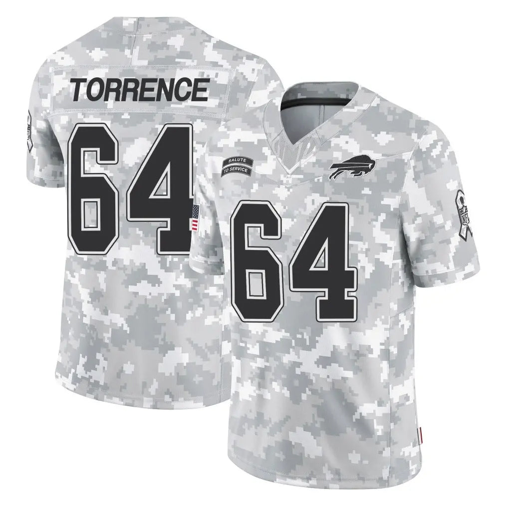 Ncoe B.Bills #64 O'Cyrus Torrence Player Arctic Camo Salute to Service Limited Game Stitched Jerseys