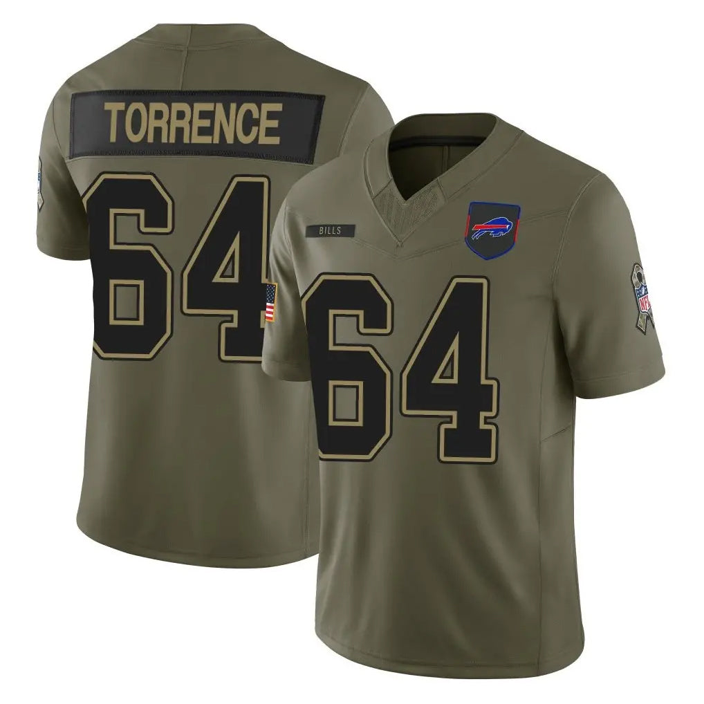 Ncoe B.Bills #64 O'Cyrus Torrence Player Olive Salute To Service Limited Game Stitched Jerseys