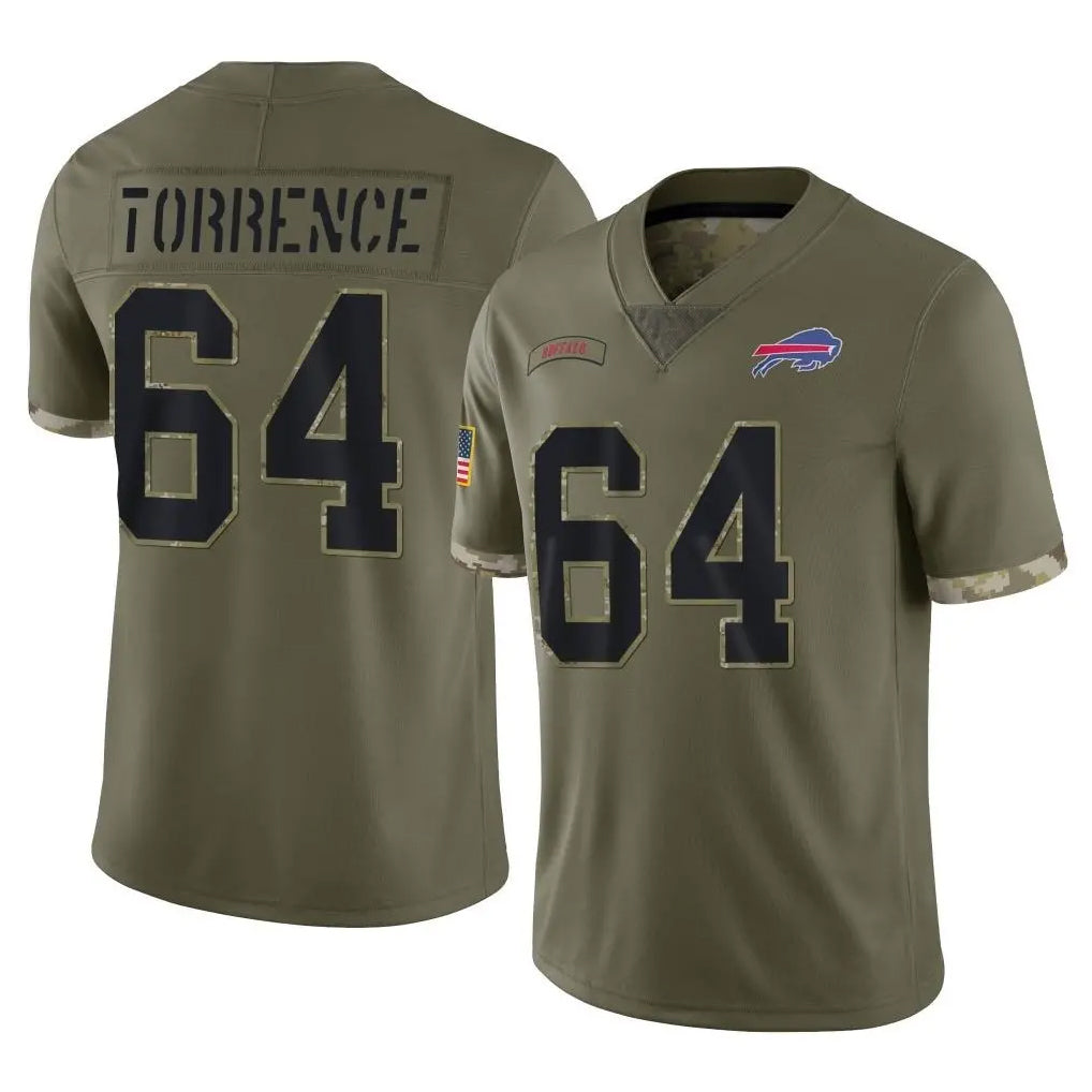 Ncoe B.Bills #64 O'Cyrus Torrence Player Olive Salute To Service Stitched Jerseys