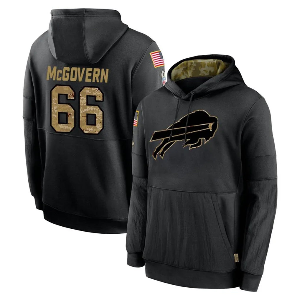 Ncoe B.Bills #66 Connor McGovern Player Black Salute to Service Hoodies Stitched Jersey