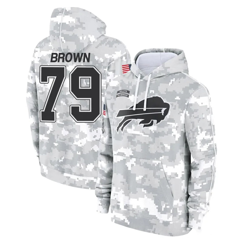 Ncoe B.Bills #79 Spencer Brown Player Arctic Camo Salute to Service Hoodies Stitched Jerseys