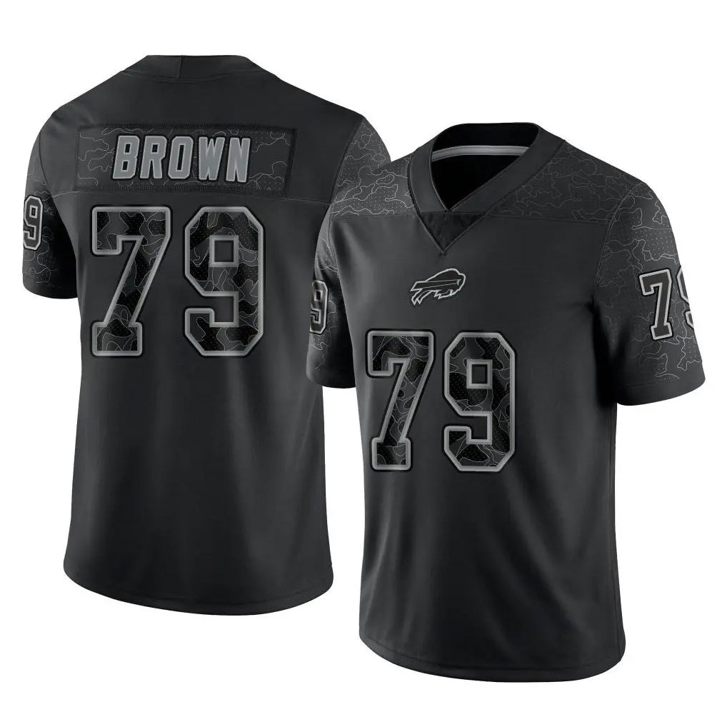 Ncoe B.Bills #79 Spencer Brown Player Black RFLCTV Limited Stitched Jerseys