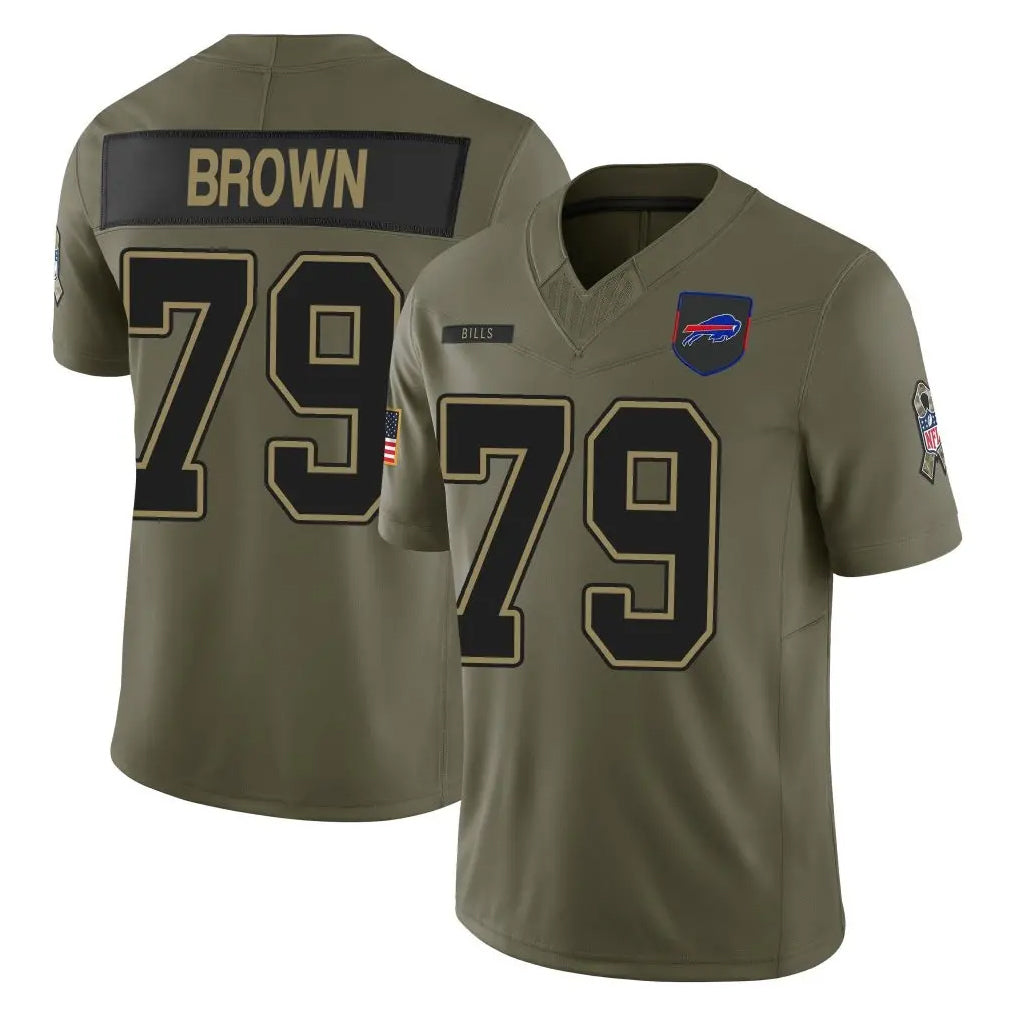 Ncoe B.Bills #79 Spencer Brown Player Olive Salute To Service Limited Game Stitched Jerseys