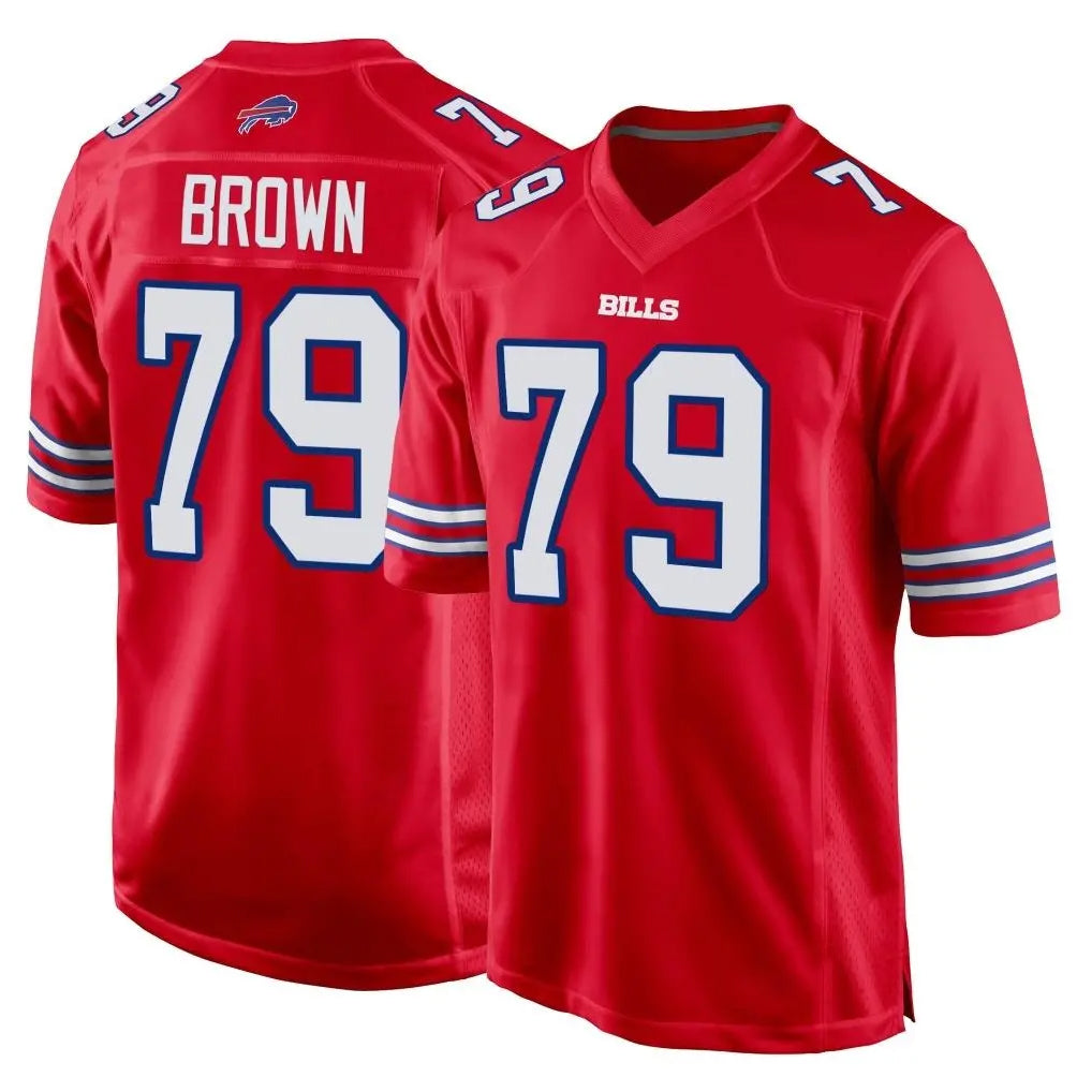 Ncoe B.Bills #79 Spencer Brown Player Red Home Game Stitched Jerseys