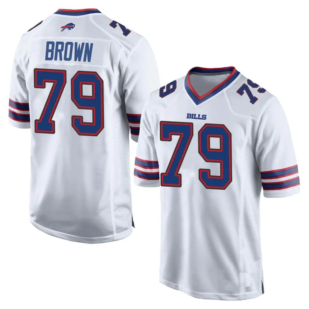 Ncoe B.Bills #79 Spencer Brown Player White Home Game Stitched Jerseys
