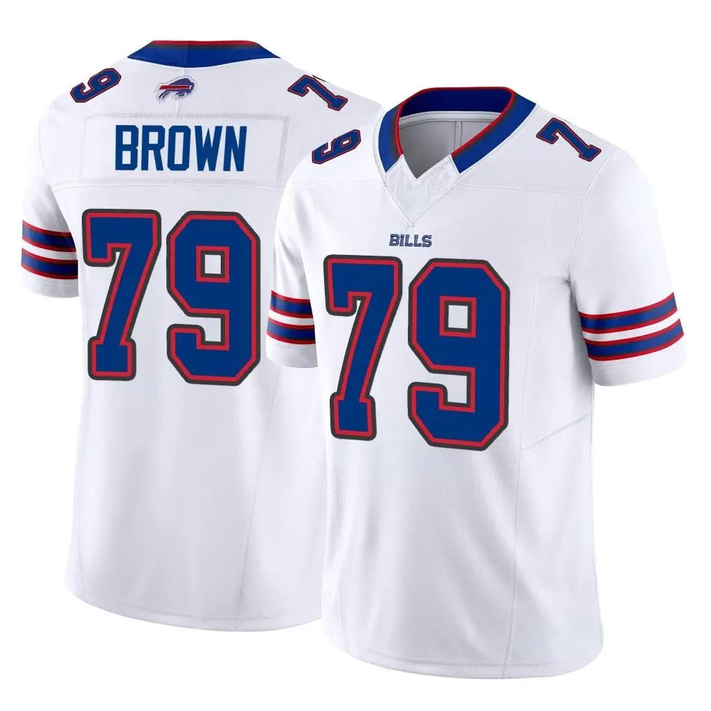 Ncoe B.Bills #79 Spencer Brown Player White Vapor F.U.S.E. Jersey Limited Home Game Stitched Jerseys