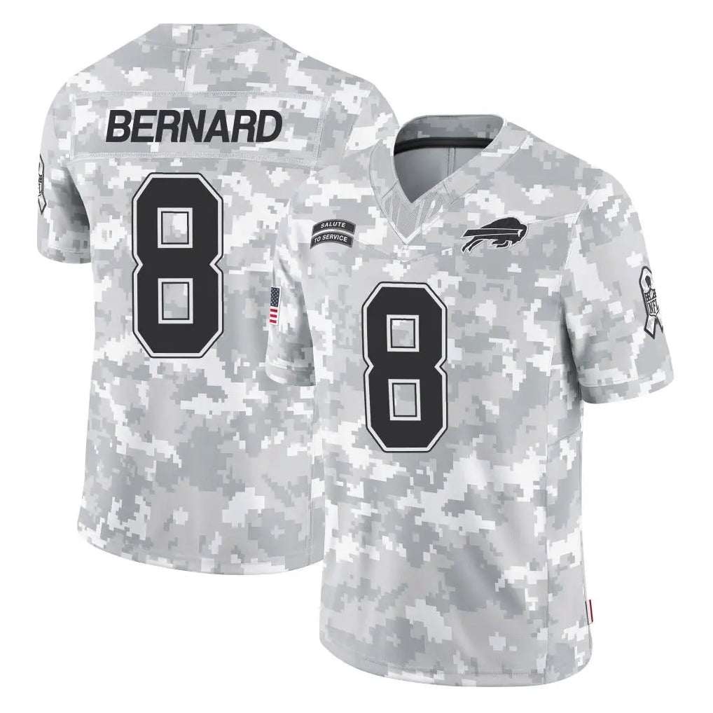 Ncoe B.Bills #8 Terrel Bernard Player Arctic Camo Salute to Service Limited Game Stitched Jerseys