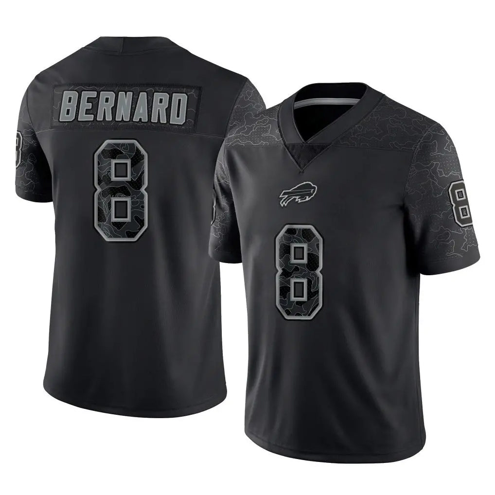 Ncoe B.Bills #8 Terrel Bernard Player Black RFLCTV Limited Stitched Jerseys