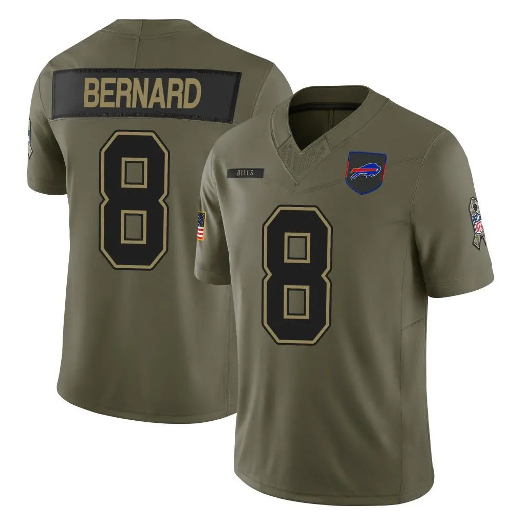 Ncoe B.Bills #8 Terrel Bernard Player Olive 2025 Salute To Service Limited Game Stitched Jerseys