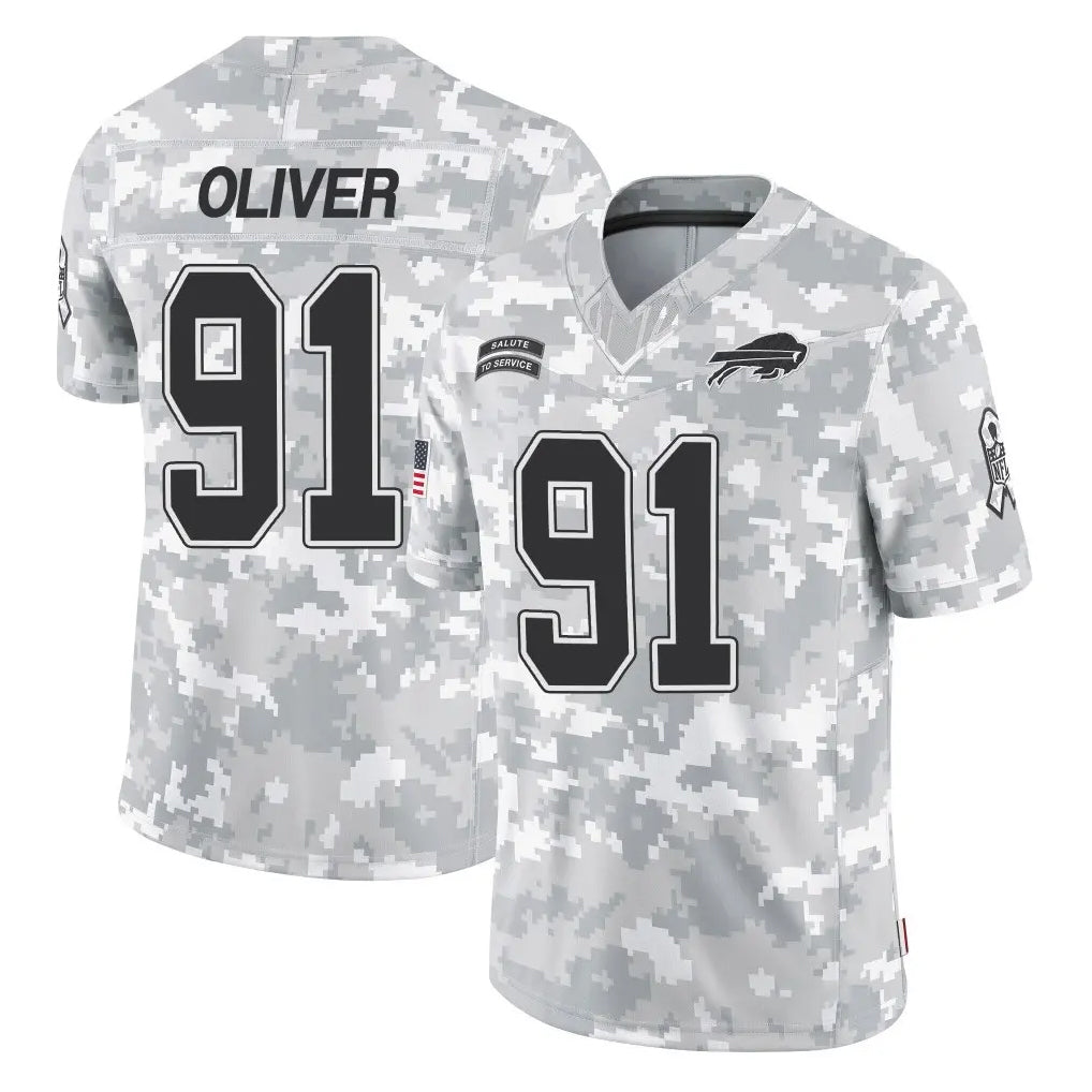 Ncoe B.Bills #91 Ed Oliver Player Arctic Camo Salute to Service Limited Game Stitched Jerseys