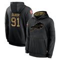 Ncoe B.Bills #91 Ed Oliver Player Black Salute to Service Hoodies Stitched Jersey