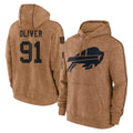 Ncoe B.Bills #91 Ed Oliver Player Brown Salute to Service Hoodies Stitched Jerseys