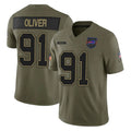 Ncoe B.Bills #91 Ed Oliver Player Olive Salute To Service Limited Game Stitched Jerseys