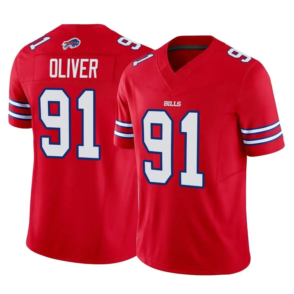 Ncoe B.Bills #91 Ed Oliver Player Red Vapor F.U.S.E. Jersey Limited Home Game Stitched Jerseys