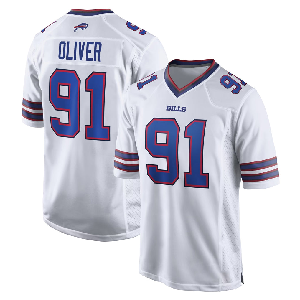 Ncoe B.Bills #91 Ed Oliver Player White Home Game Stitched Jerseys