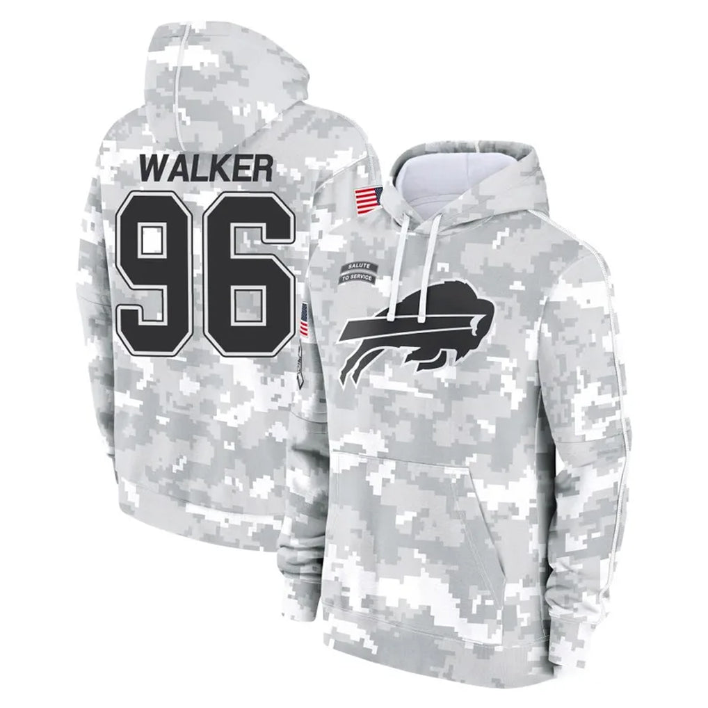 Ncoe B.Bills #96 Deone Walker Player Arctic Camo Salute to Service Hoodies Stitched Jerseys