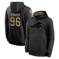 Ncoe B.Bills #96 Deone Walker Player Black Salute to Service Hoodies Stitched Jersey