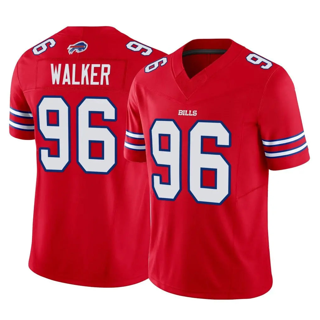 Ncoe B.Bills #96 Deone Walker Player Red Vapor F.U.S.E. Jersey Limited Home Game Stitched Jerseys