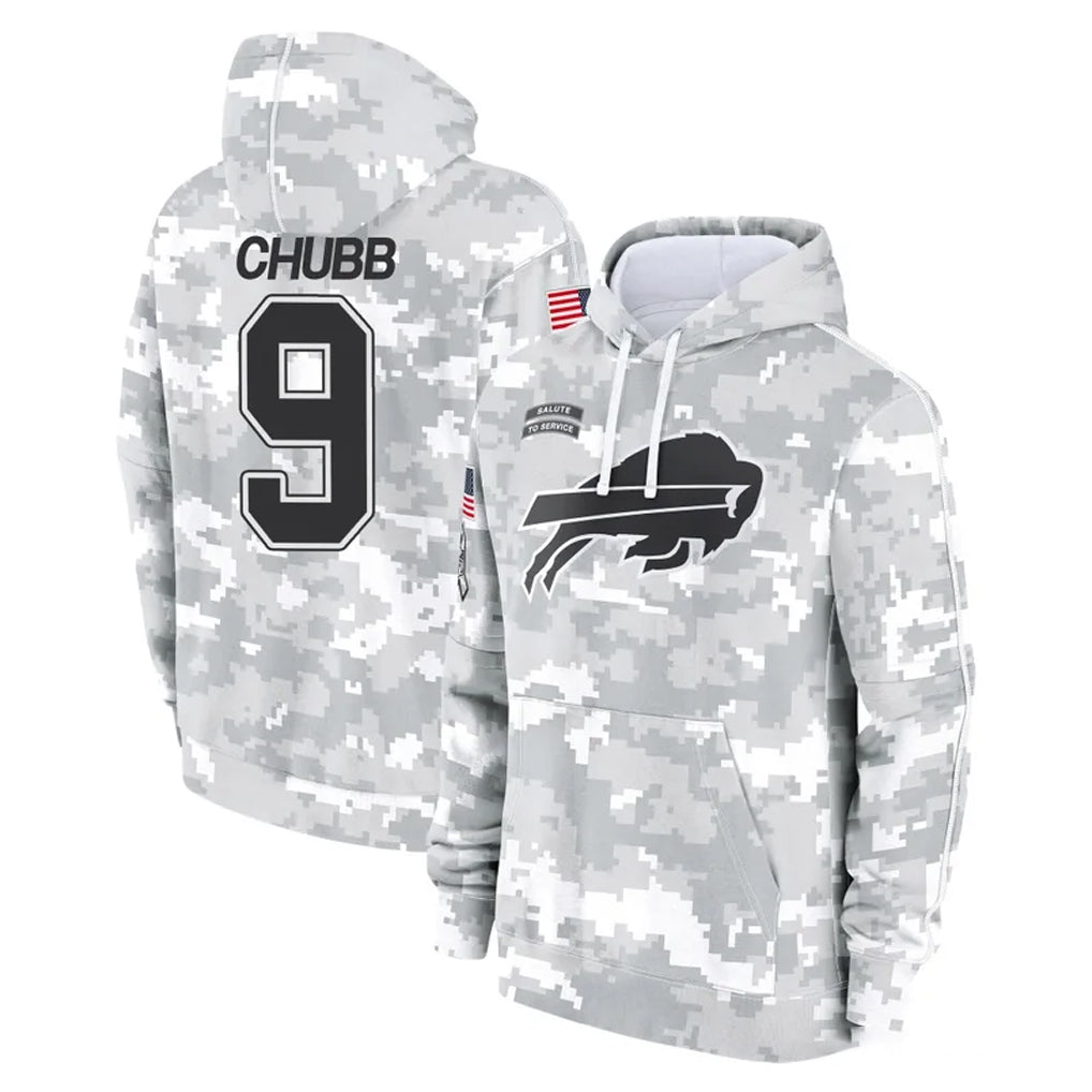 Ncoe B.Bills #9 Bradley Chubb Player Arctic Camo Salute to Service Hoodies Stitched Jerseys