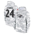 Ncoe B.Ravens #24 Malaki Starks Player Arctic Camo Salute to Service Pullover Hoodie Stitched Jerseys