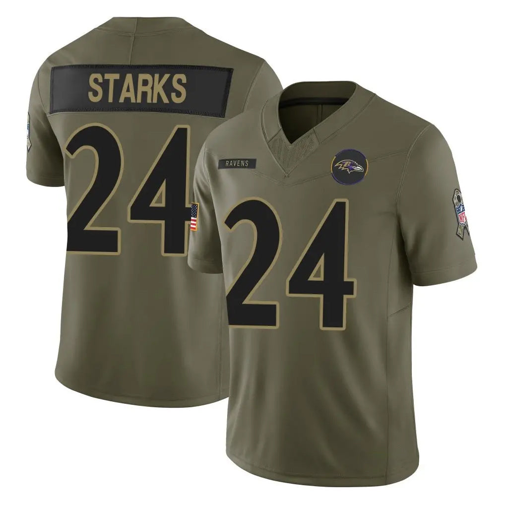 Ncoe B.Ravens #24 Malaki Starks Player Olive Salute To Service Limited Home Game Stitched Jerseys