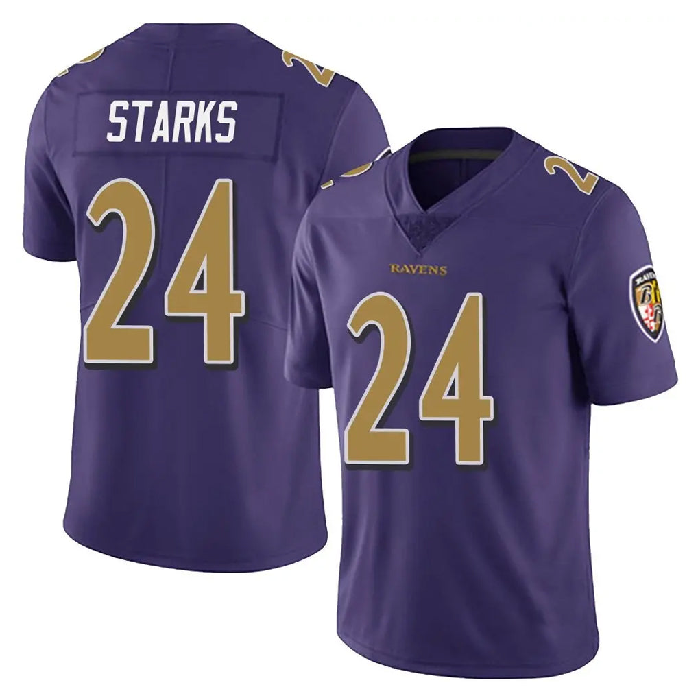 Ncoe B.Ravens #24 Malaki Starks Player Purple Color Rush Vapor Untouchable Limited Home Game Stitched Jerseys