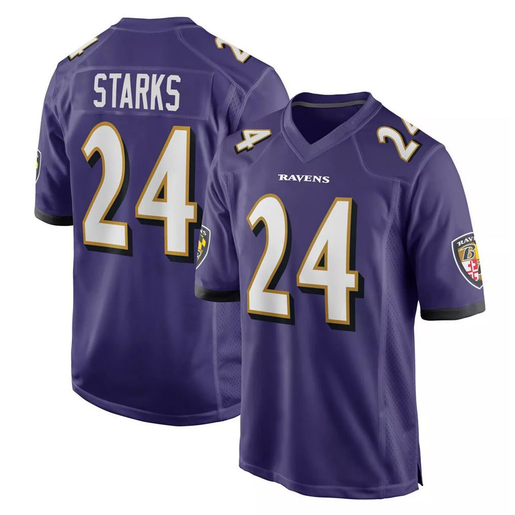 Ncoe B.Ravens #24 Malaki Starks Player Purple Home Game Stitched Jerseys