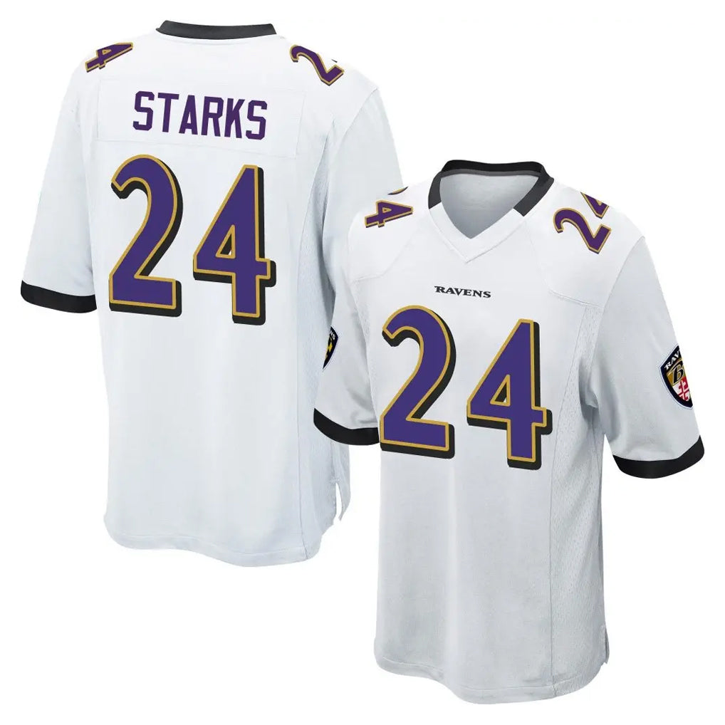 Ncoe B.Ravens #24 Malaki Starks Player White Alternate Home Game Stitched Jerseys