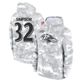 Ncoe B.Ravens #32 Trenton Simpson Player Arctic Camo Salute to Service Pullover Hoodie Stitched Jerseys