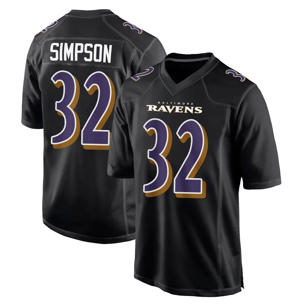 Ncoe B.Ravens #32 Trenton Simpson Player Black Carbon Fashion Home Game Stitched Jerseys