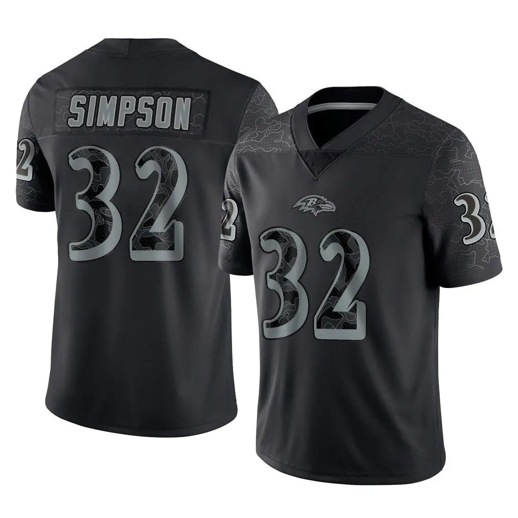 Ncoe B.Ravens #32 Trenton Simpson Player Black REFLECTIVE Limited Stitched Jerseys