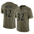 Ncoe B.Ravens #32 Trenton Simpson Player Olive Salute To Service Stitched Jerseys
