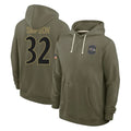 Ncoe B.Ravens #32 Trenton Simpson Player Olive Salute to Service Hoodie Stitched Jerseys