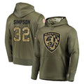 Ncoe B.Ravens #32 Trenton Simpson Player Olive Salute to Service Pullover Hoodie Stitched Jerseys