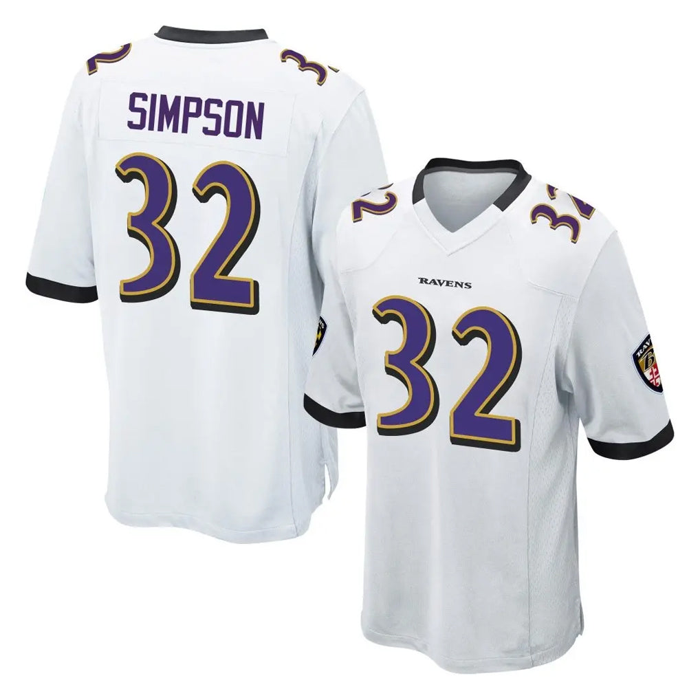 Ncoe B.Ravens #32 Trenton Simpson Player White Home Game Stitched Jerseys