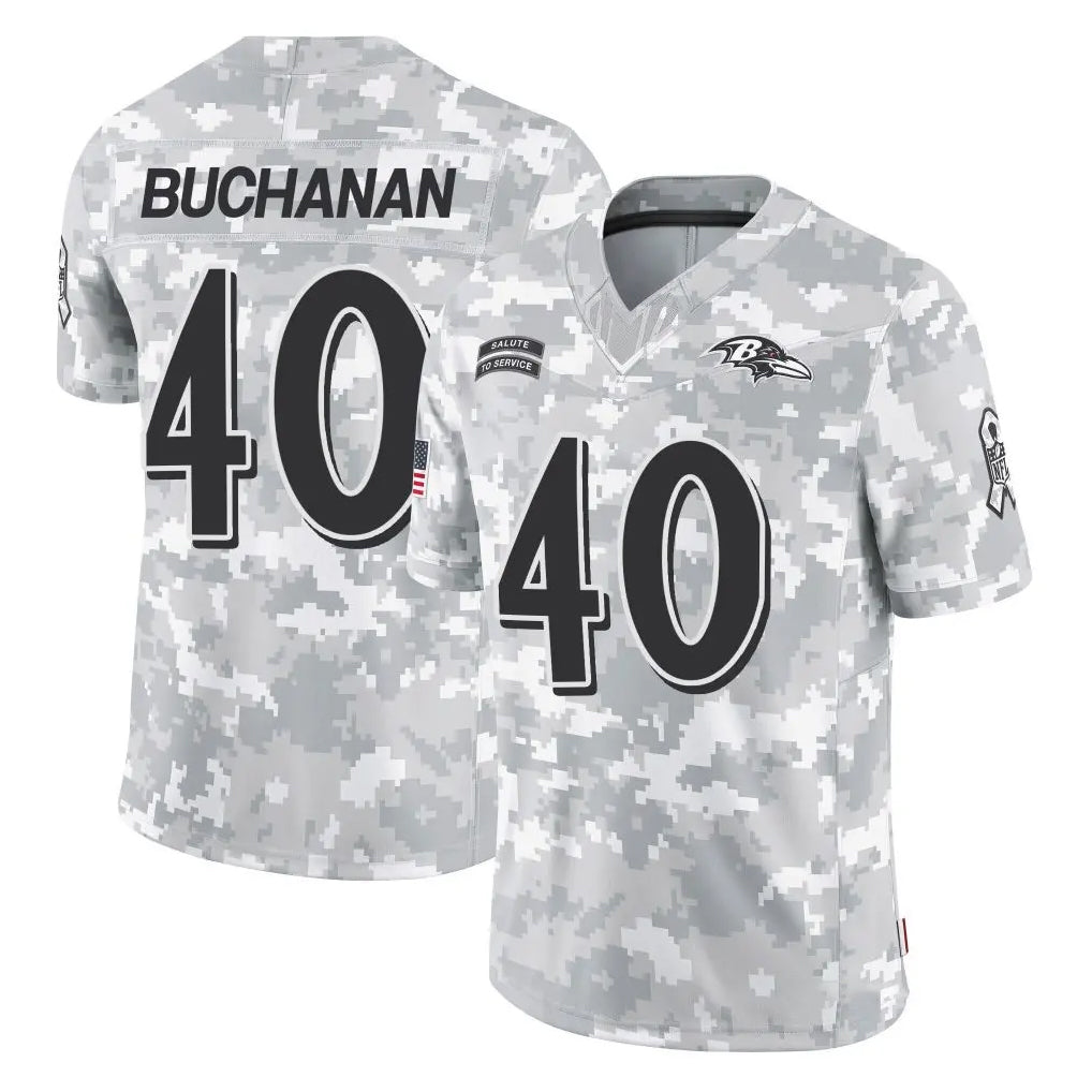 Ncoe B.Ravens #40 Teddye Buchanan Player Arctic Camo Salute to Service Limited Stitched Jerseys