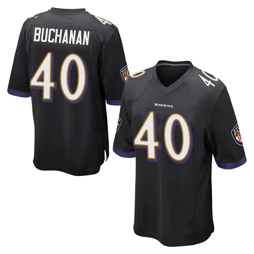 Ncoe B.Ravens #40 Teddye Buchanan Player Black Home Game Stitched Jerseys