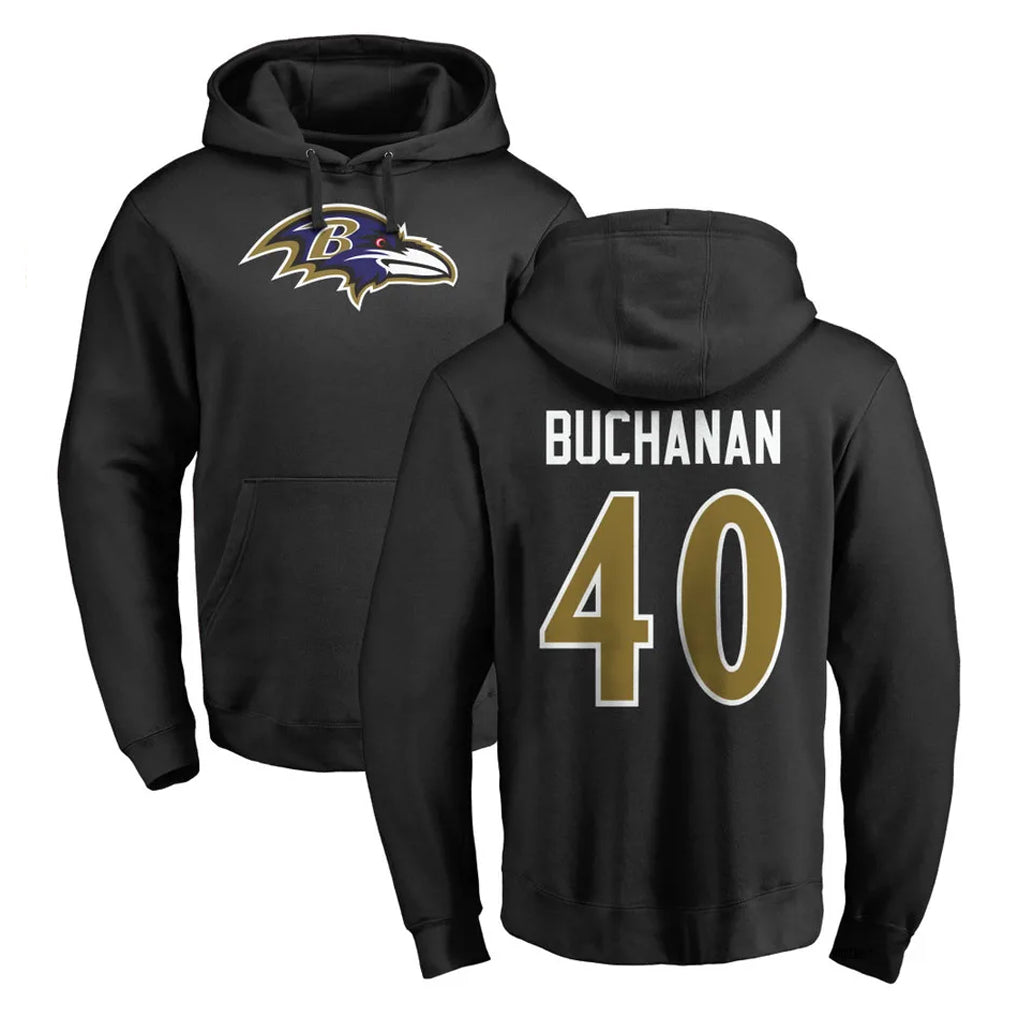 Ncoe B.Ravens #40 Teddye Buchanan Player Black Pullover Hoodie Stitched Jerseys