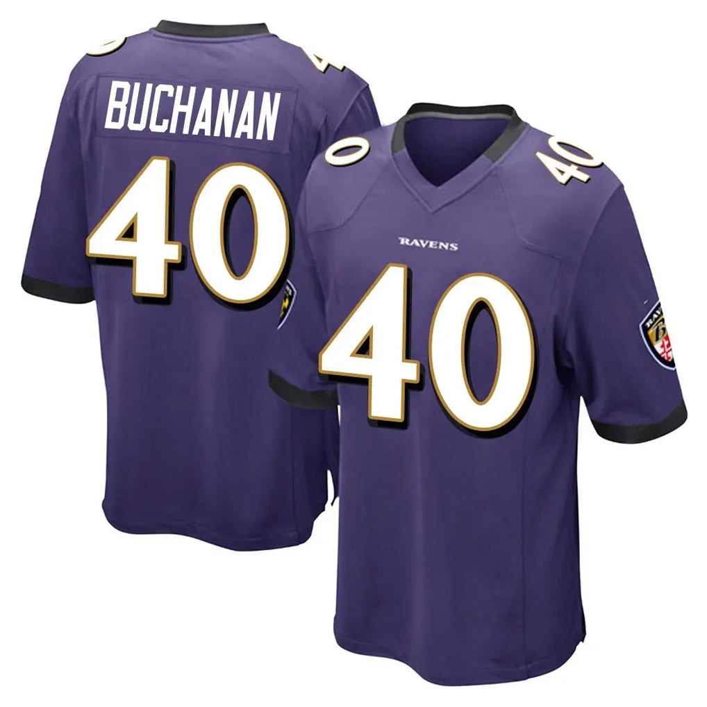 Ncoe B.Ravens #40 Teddye Buchanan Player Purple Home Game Stitched Jerseys