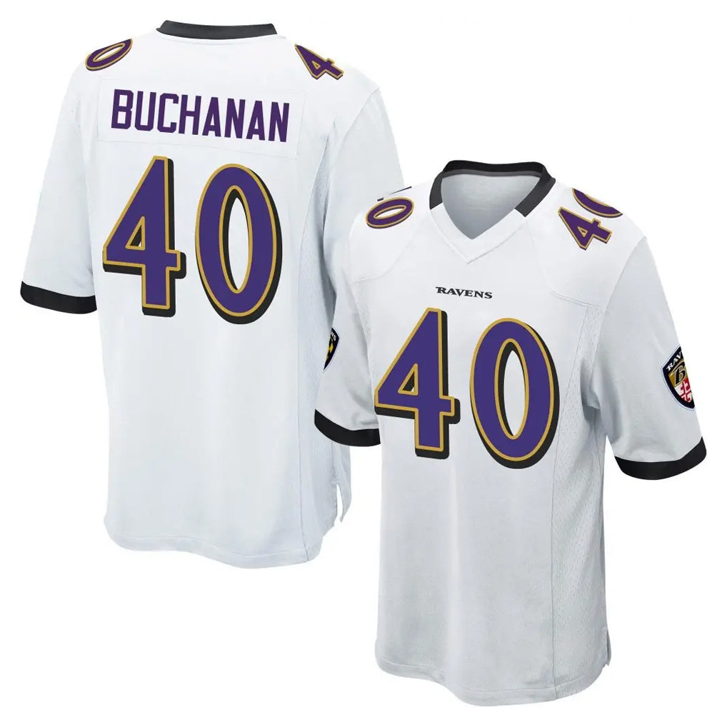 Ncoe B.Ravens #40 Teddye Buchanan Player White Home Game Stitched Jerseys