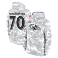 Ncoe B.Ravens #70 Roger Rosengarten Player Arctic Camo Salute to Service Pullover Hoodie Stitched Jerseys