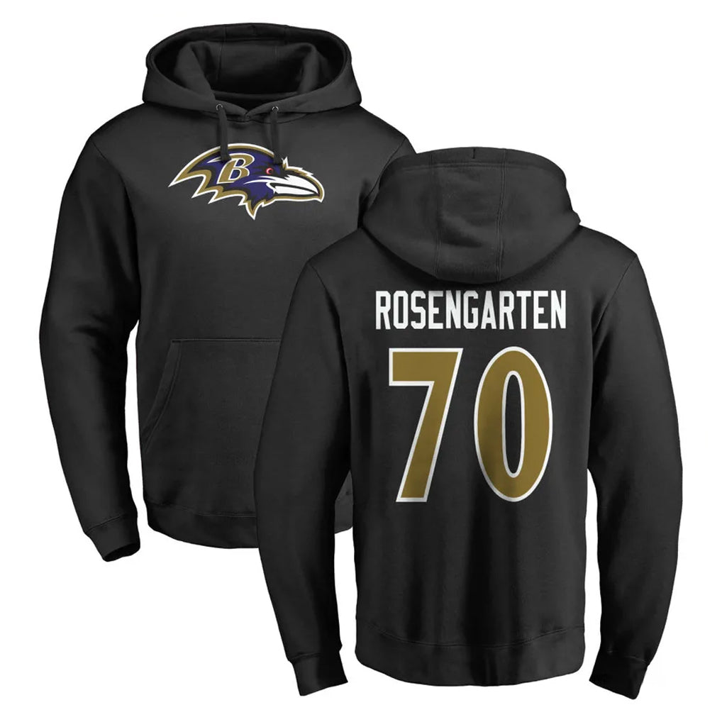 Ncoe B.Ravens #70 Roger Rosengarten Player Black Pullover Hoodie Stitched Jerseys