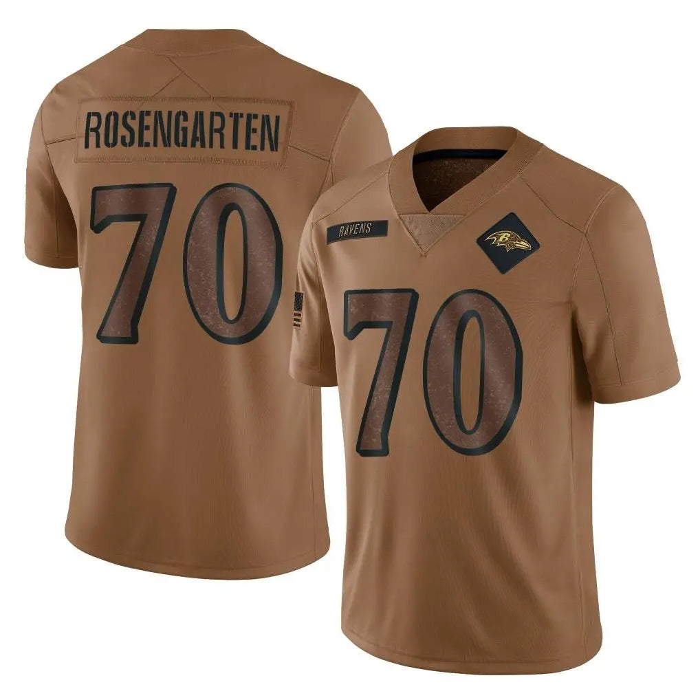Ncoe B.Ravens #70 Roger Rosengarten Player Brown Salute To Service Limited Stitched Jerseys