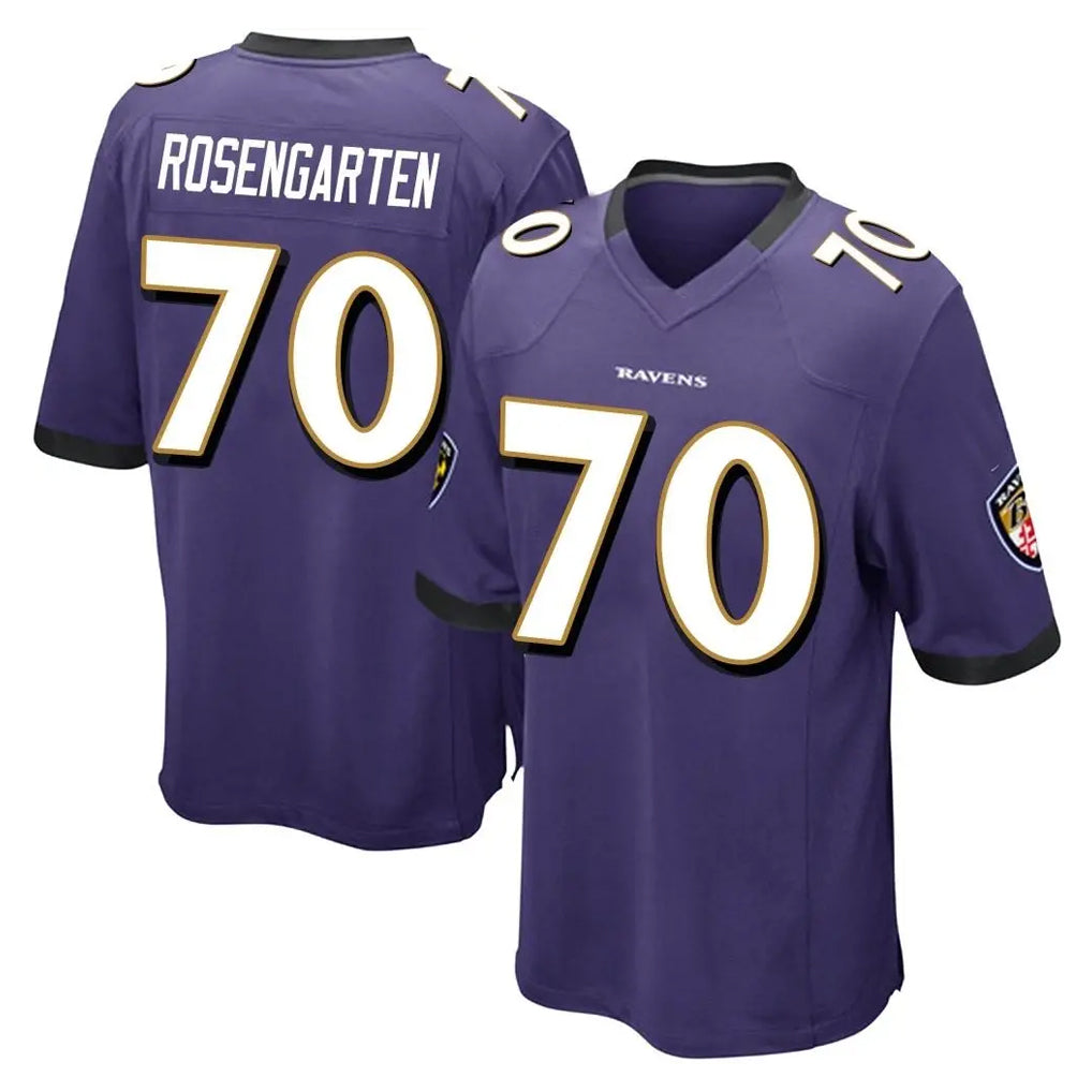 Ncoe B.Ravens #70 Roger Rosengarten Player Purple Home Game Stitched Jerseys