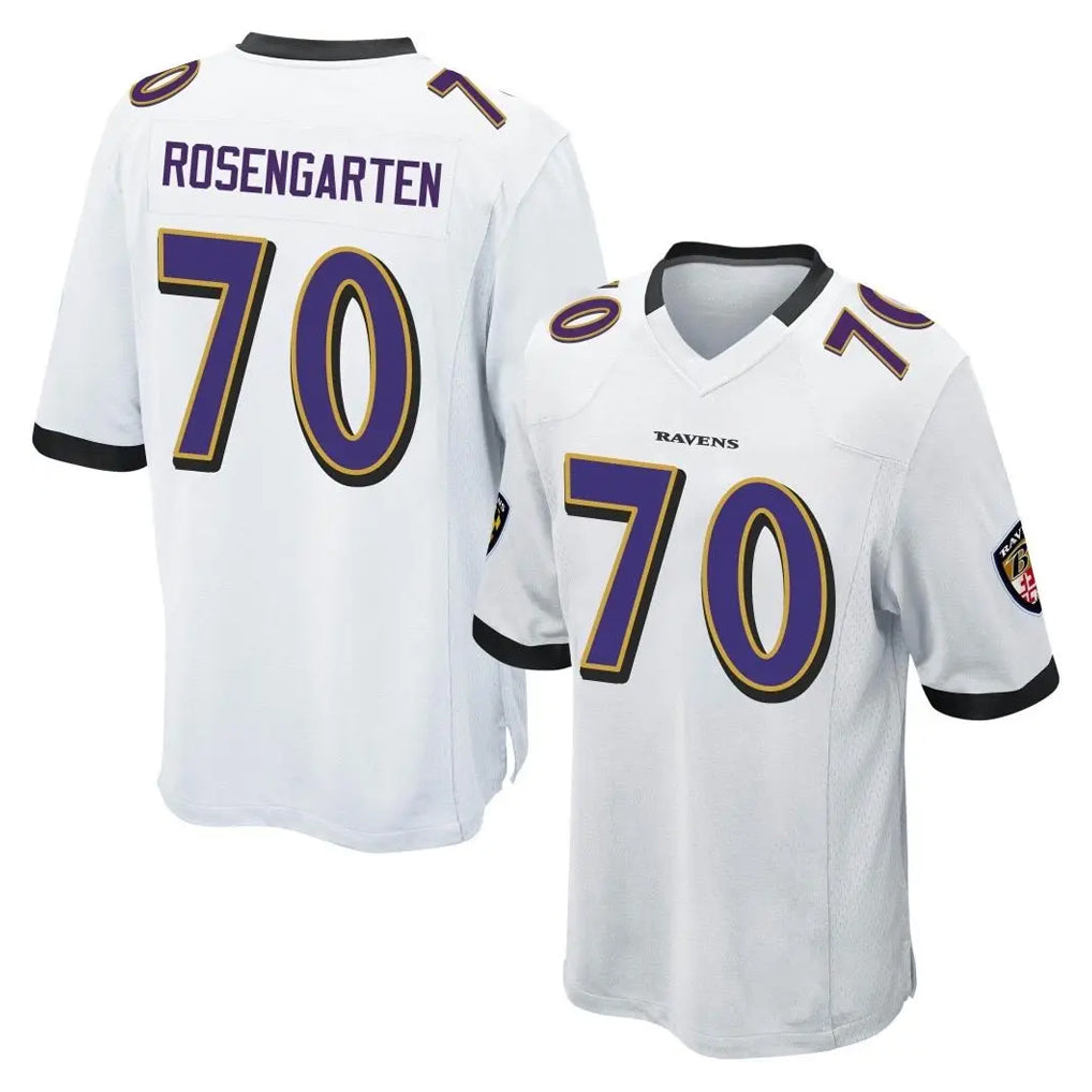 Ncoe B.Ravens #70 Roger Rosengarten Player White Alternate Home Game Stitched Jerseys