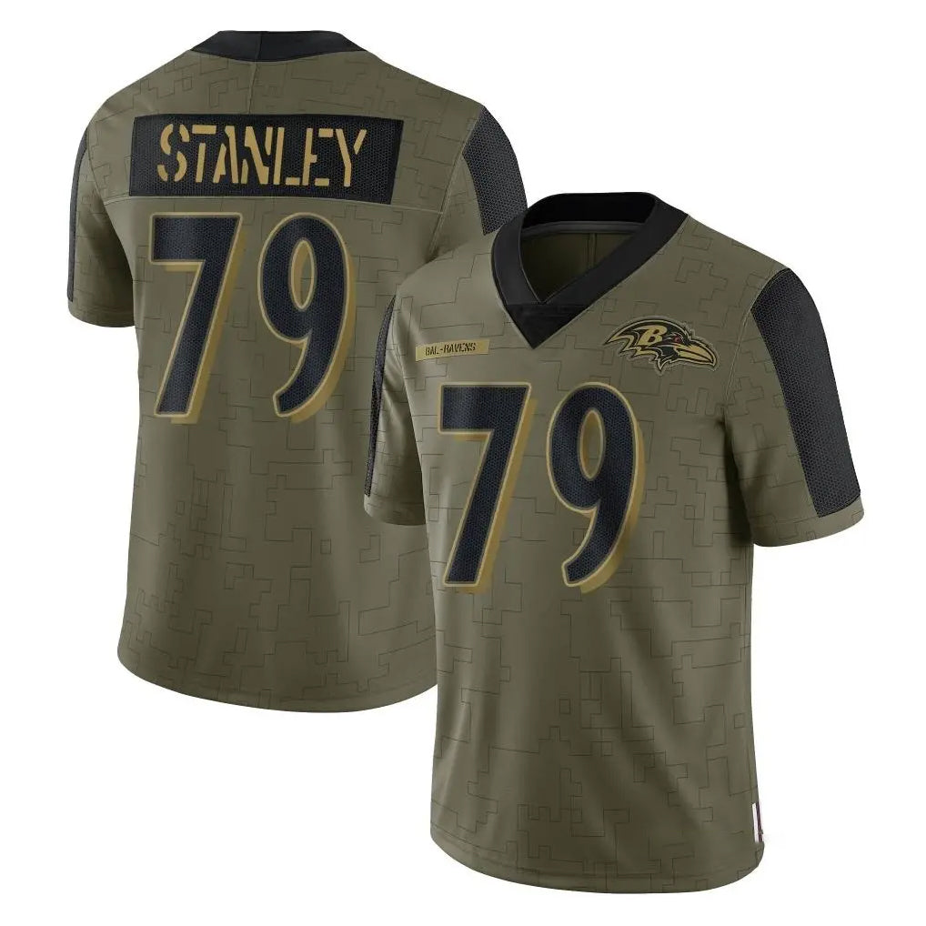 Ncoe B.Ravens #79 Ronnie Stanley Player Olive Salute To Service Limited Game Stitched Jerseys