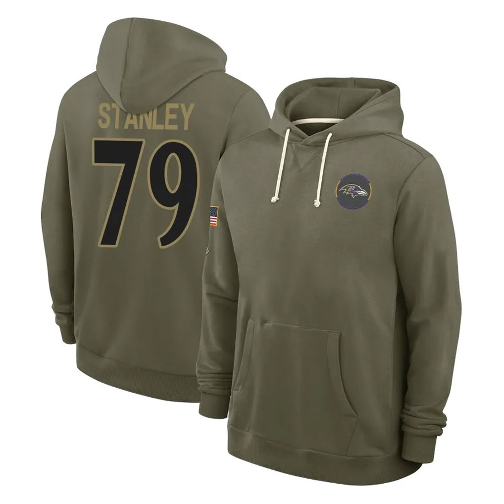 Ncoe B.Ravens #79 Ronnie Stanley Player Olive Salute to Service Hoodie Stitched Jerseys