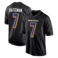 Ncoe B.Ravens #7 Rashod Bateman Player Black Carbon Fashion Home Game Stitched Jerseys