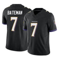 Ncoe B.Ravens #7 Rashod Bateman Player Black Vapor F.U.S.E. Limited Stitched Jerseys