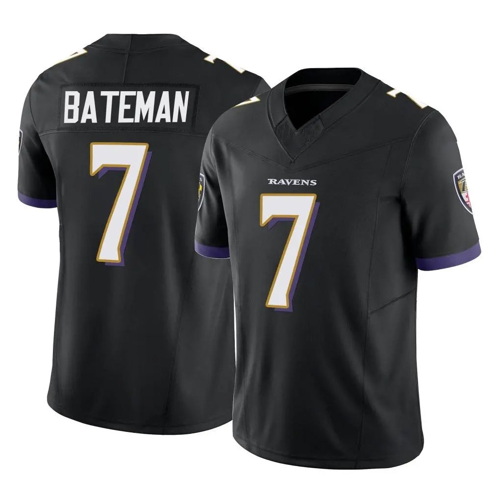 Ncoe B.Ravens #7 Rashod Bateman Player Black Vapor F.U.S.E. Limited Stitched Jerseys